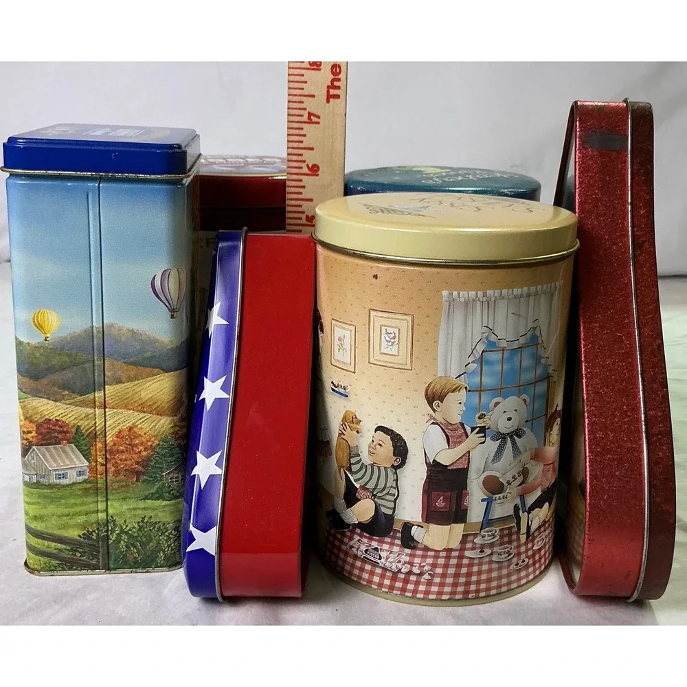 Vintage Hershey's Kisses Tin Canister Lot of 6‎ Holiday Collector Storage Tins